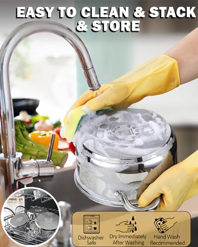 Cook N Home 8 Quart Stainless Steel Stock Pot with Lid - Silver, Induction Compatible, Oven & Dishwasher Safe