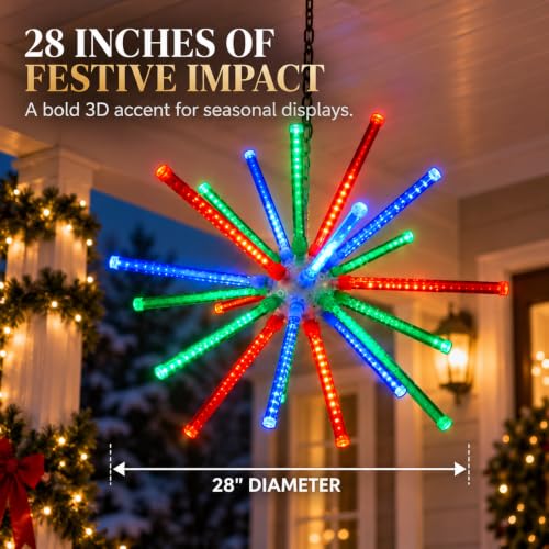 336 LED Meteor Burst Starburst 28 in Multicolor, Holiday Lights