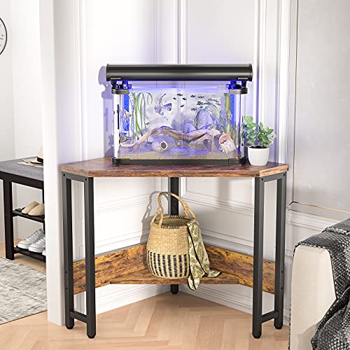 Rustic Corner Small Desk with Outlets & USB Ports - Triangle Home Office Table