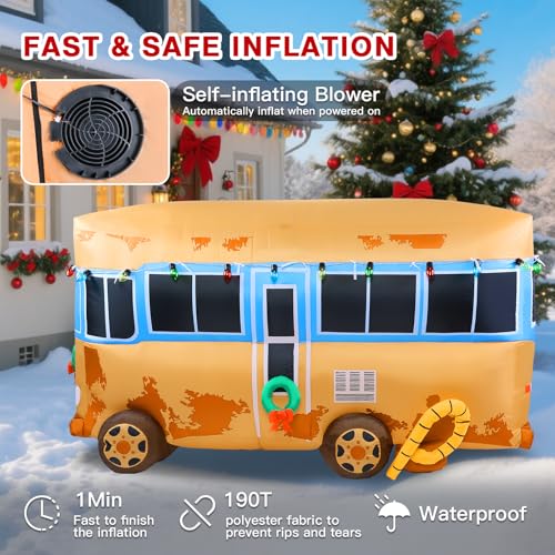 7FT Outdoor Inflatable Christmas RV Decoration with LED Lights - Yard Holiday Decor