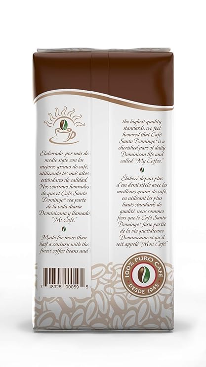 Café Santo Domingo Whole Bean Coffee Medium Roast 16oz Pack of 4 - Smooth & Balanced with Caramel & Vanilla Notes
