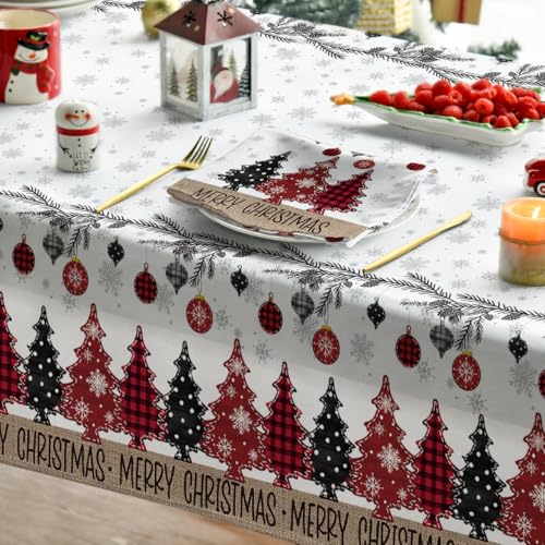 Horaldaily Christmas Tablecloth 60x104 Inch Red Rectangular Holiday Decor