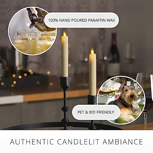 Luminara Flameless Real Flame 0.87x6.75 Inch Ivory Taper Candles, 2