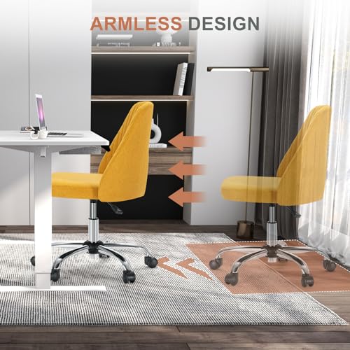 DUMOS Armless Office Desk Chair - Dark Yellow Vanity & Computer Chair
