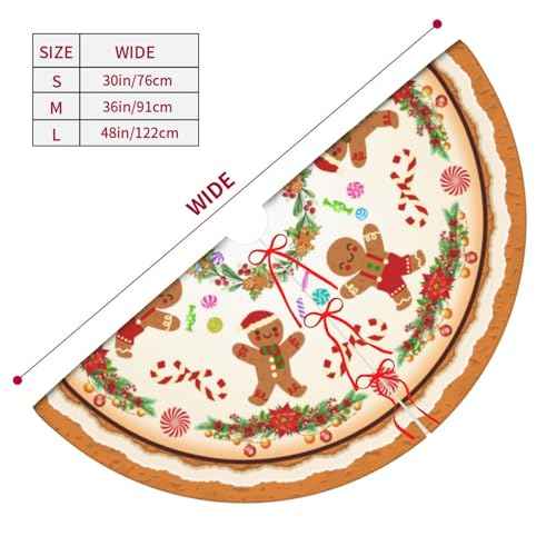 Gingerbread Man Christmas Tree 36 Inch Christmas Tree Skirt Carpet Mat Funny Party Soft Cover Mat Decor Supplies for Xmas Halloween Decorations Occasion Farmhouse