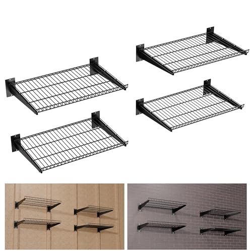 FOFARY Black Garage Wall Shelving 24x16.5 inches - 4 Pack, Heavy Duty Steel Storage Racks