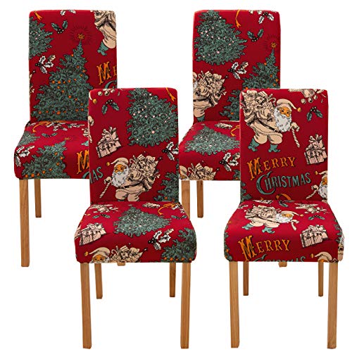 Ogrmar Garnet 4-Pack Stretch Removable Washable Dining Chair Slipcovers for Kitchen & Dining Room