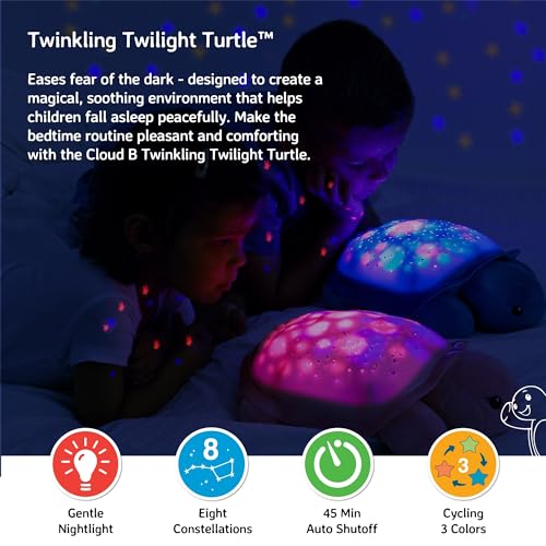 Twinkling Twilight Turtle Star Projector Nightlight with White Noise - Pink