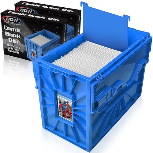 BCW Short Comic Book Bin 150 Capacity 2 Pack Blue Comic Storage Organizer