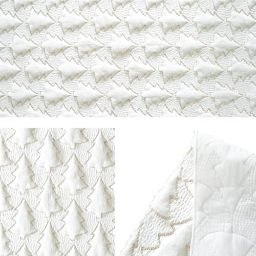 Christmas Tree Table Runner, 90 Inches Long Plush Gold Sequin Glitter Table Runners for Dining/Parties/Holiday Decorations (White, 13" x 90", Table Runner)