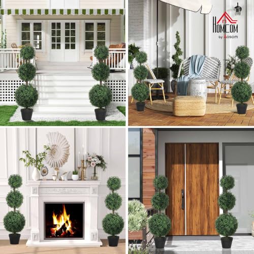 Artificial Triple Ball Boxwood Topiary Trees Set of 2 - 40 Inches Outdoor