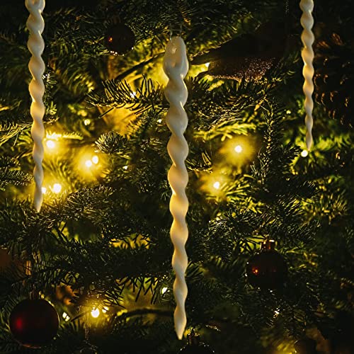 30PCS Christmas Ivory White Icicle Ornaments,Threaded Ice Strips Decorative Christmas Tree Hangings for Xmas Party,Wedding.(5.82")