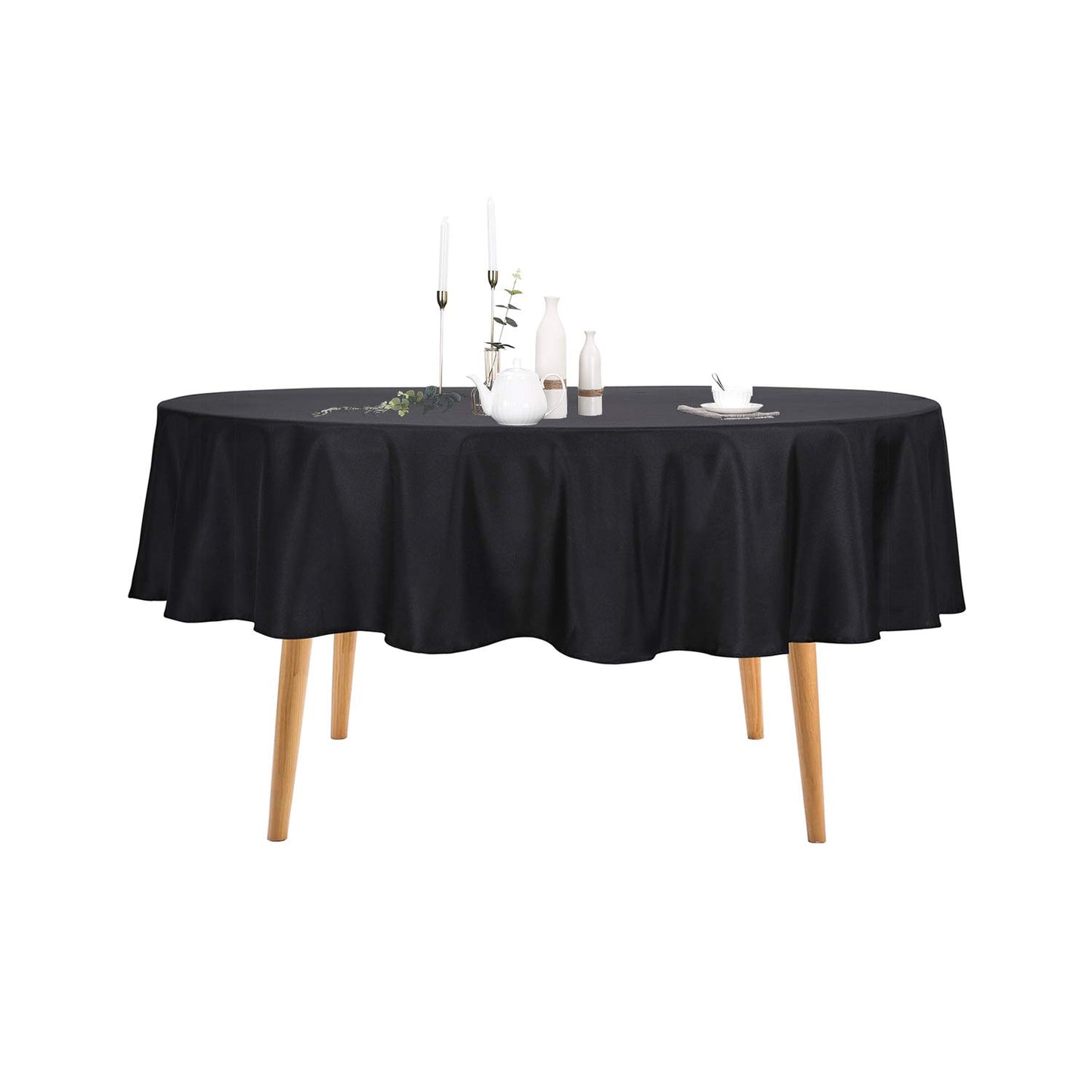 Ascoza 2pack 60 Inch Black Rectangular Tablecloth in Polyester Fabric for Wedding/Banquet/Restaurant/Parties