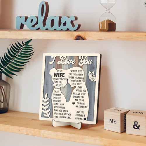 Gifts for Wife Birthday, Anniversary Romantic Gifts for Wife Her, Mothers Day Christmas Gifts for Wife Wood Signs Plaque Gifts