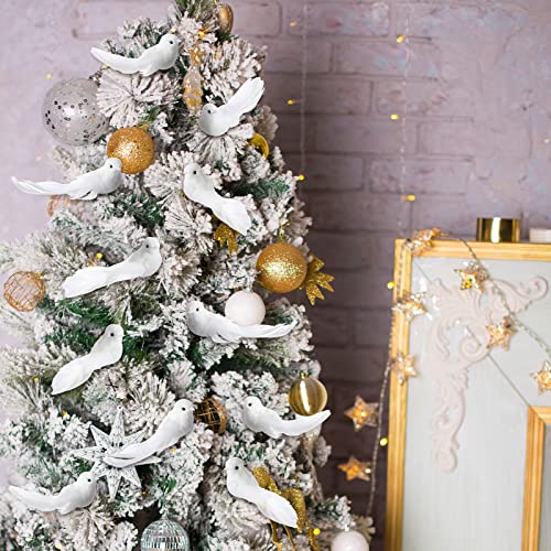 36 Pcs Christmas Dove Ornaments with Clip - White Bird Decor