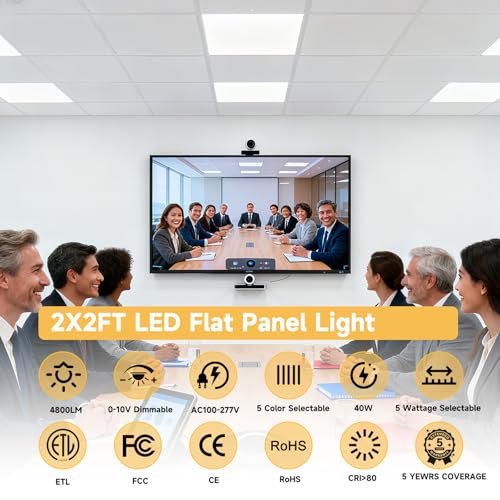2 Pack 2x2FT LED Flat Panel Lights with 5 CCT Selectable, 4800LM, ETL Certified
