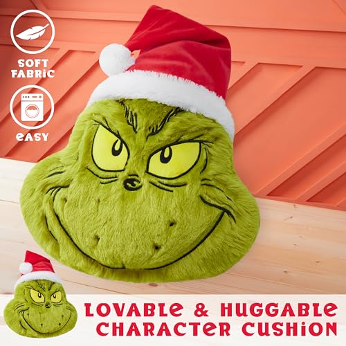 Grinch 3D Plush Pillow Cushion for Christmas Decor, 21x14 Inches