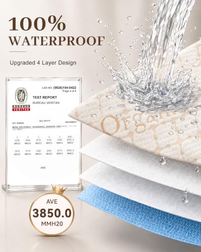 King Beige Waterproof Organic Cotton Mattress Protector - Soft & Breathable