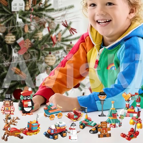 Aviski Multicolor 12-in-1 Christmas Building Blocks Advent Calendar for Kids