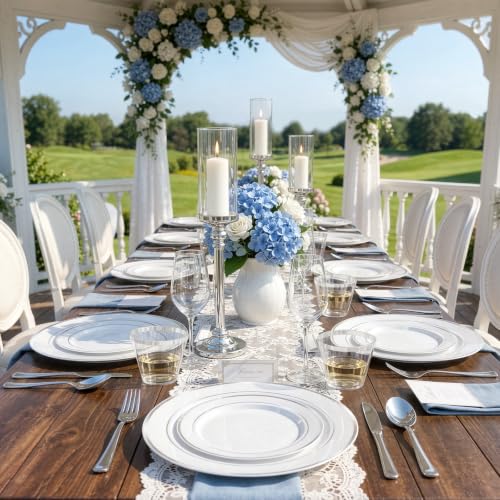 600 pcs Silver Disposable Dinnerware Set for 100 Guests – Wedding & Event Tableware