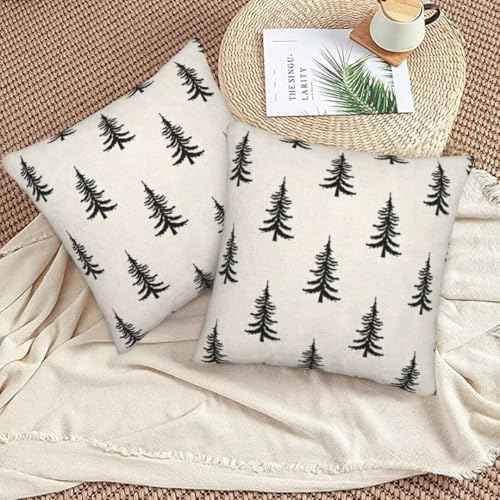 Sunshineyan Black Christmas Pillow Covers 22 x 22 Inch Set of 2 - Durable Linen Throw Cushion Cases