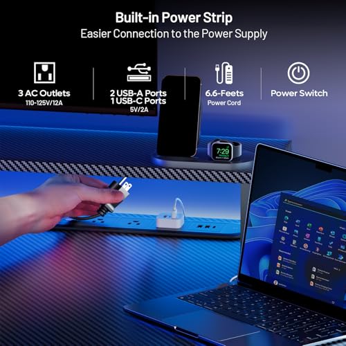 47 Inch Gaming Desk with LED Lights & Cable Management - Black, Variation of THIS listing