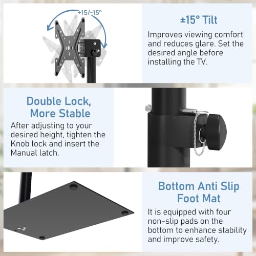Baoz 360° Rotation Floor TV Stand for 14-43 Inch Flat Screen TV, Height Adjustable & Swiveling
