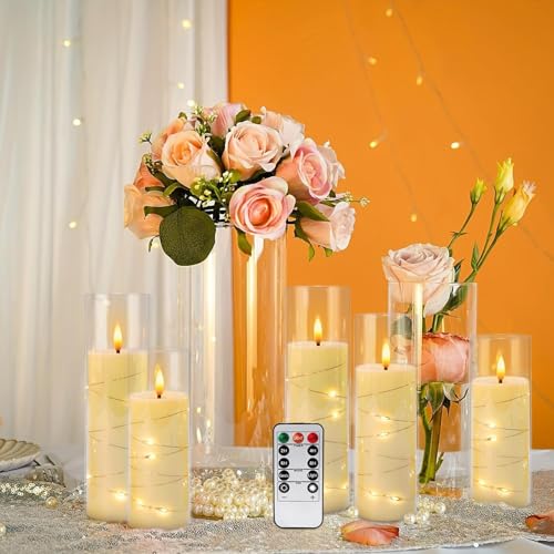 YOROXRG 24 Pack Ivory Flickering Flameless Candles with Timer - Battery Operated LED String Lights for Home Decor, Parties, Weddings, Christmas, New Year