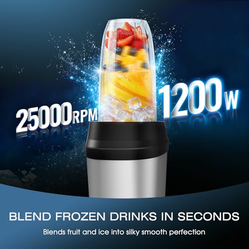 Nahida Silver Square Base 1200W Personal Blender for Smoothies & Ice Crushing