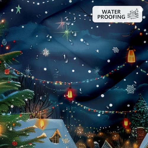 Christmas Shower Curtain Set with Hooks - 72x72in Waterproof Fabric Holiday Tree Farmhouse