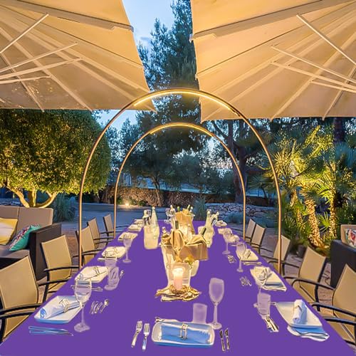 Ammbeetty 12 Pack Purple Gold Disposable Plastic Tablecloths 54x108 Inch for Parties