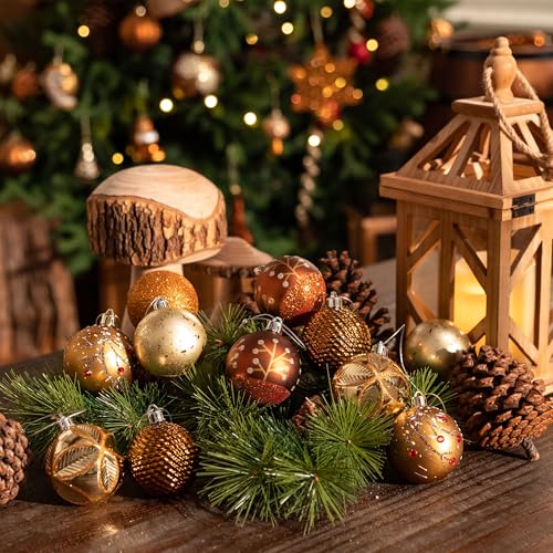 Valery Madelyn Christmas Ornaments Set 30pcs 2.36in Rustic Shatterproof Holiday Decorations