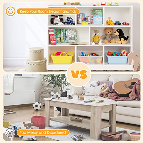 HONEY JOY Kids Storage Organizer White 8-Section Wooden Classroom Shelf