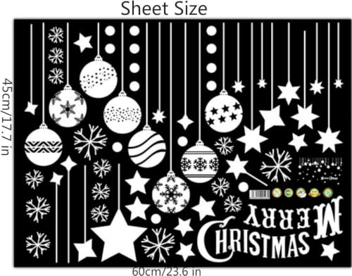 ELFPOEME Christmas Window Clings - Snowflake Xmas Ball Decorations, Holiday Party Large Window Stickers, Winter Wonderland Decals, Christmas Ball Variant