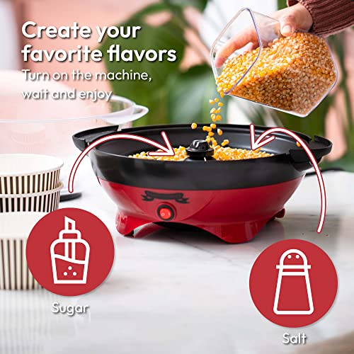 Gadgy Popcorn Machine Red with Lid & Stirrer - Perfect for Parties & Movie Nights