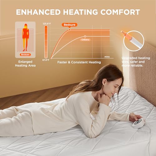 Bedsure Twin XL Heated Mattress Pad Diamond Quilted Bed Warmer with Preheat & Memory