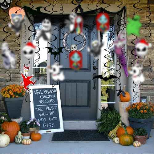 36PCS Halloween Christmas Hanging Swirls Decorations - NO DIY - Halloween Christmas Hanging Streamers for Classroom Ceiling Office Indoor Outdoor Halloween Birthday Party Decorations Supplies