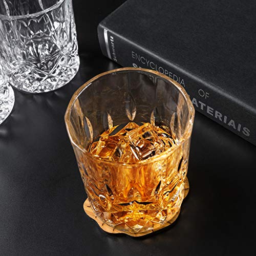 Set of 6 Whiskey Glasses - Elegant Crystal Liquor Tumbler for Scotch, Rum & More