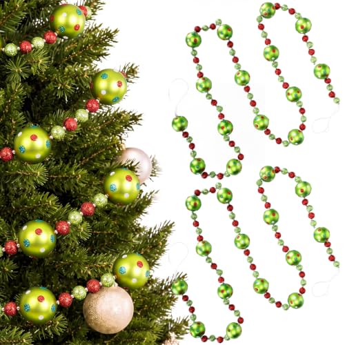 Canlierr 2 Pcs Lime Green Christmas Bead Garland Red & Green 6.6 ft Holiday Decor