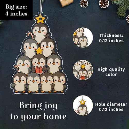 Grey Acrylic Penguins Ornament ? Penguin Christmas Ornaments, 2 Side Printed Ornament, Penguin Gift, Grey Christmas Ornaments, Gag Gifts Funny Adult, Gifts for Women, Stocking Stuffers for Kids