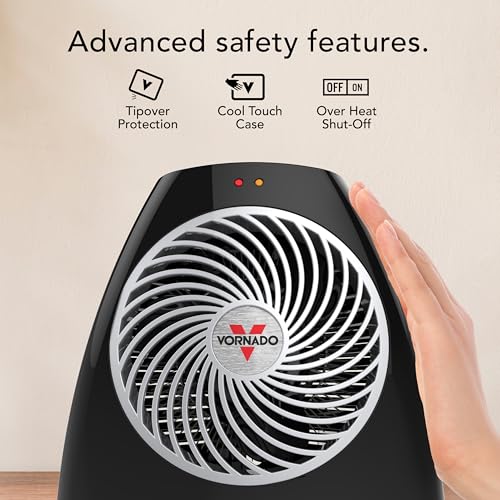 Vornado VH202 Personal Space Heater - Compact 2-Heat Settings, Safe & Quiet Black
