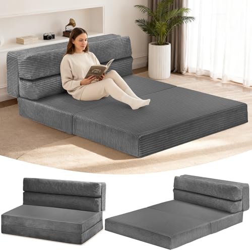 Grey 3-in-1 Folding Mattress Twin Sofa Bed Floor Couch Lounge Sleeper
