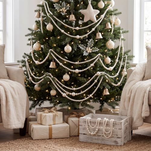 Kenning 3 Pcs Pearl Garland Christmas Decorations 27ft with Mixed Beads