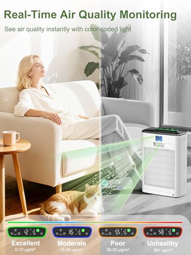 Air Purifier for Large Rooms Up to 1147 sq ft 1 Hour - KNKA APH3000, White