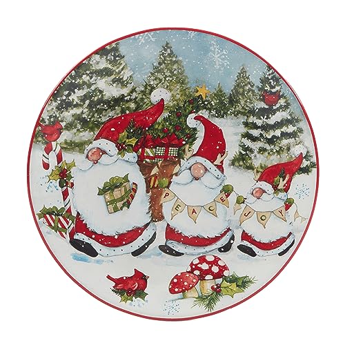 Medium Christmas Gnomes Salad Plates Set of 4 Holiday Dinnerware