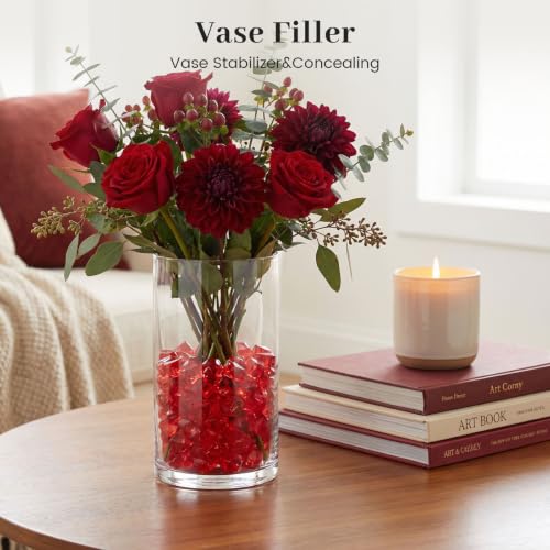Red Fake Ice Rocks 150 pcs Acrylic Crystal Vase Fillers - DomeStar