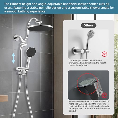Rain Shower Head Combo with 3 Handheld Sprays - Chrome Finish, 10 Inch