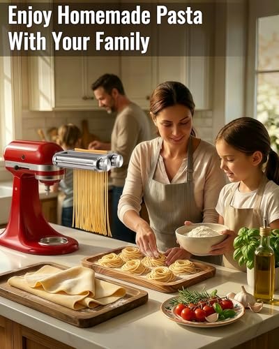 KitchenAid Pasta Maker Attachment 3-in-1 Metal Roller & Cutter for Fresh Homemade Pasta