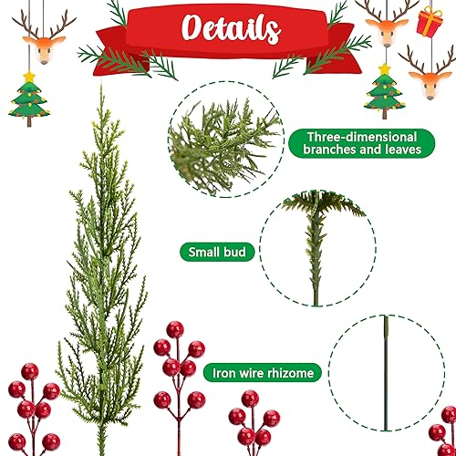 Purple Star 30 Pcs Christmas 3D Artificial Pine Branches & Berries Set - Style B