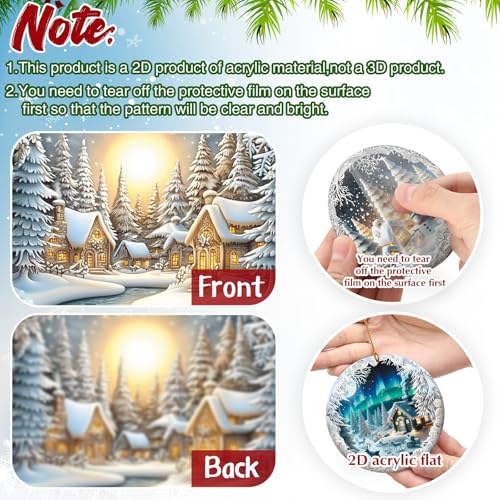 Sawysine 12 Pcs Christmas Winter Snowflake Deer Ornaments for Tree & Decor